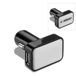 USB Autoladeadapter KOSTROMA, schwarz-wei� - Werbeartikel