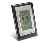 Wetterstation mit Funkuhr SAURIMO, silber-schwarz - Werbeartikel