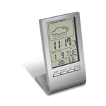 Wecker mit Thermometer DRANFIELD, matt-silber - Werbeartikel