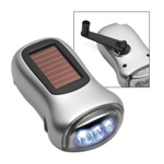 LED Solartaschenlampe mit Dynamoantrieb BREA, silber - Werbeartikel