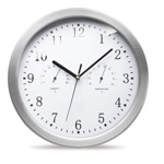 Wanduhr mit Wetterfunktion CLARKSBURG, silber - Werbeartikel