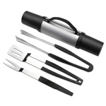 Grillset VALBOM, schwarz-silber - Werbeartikel