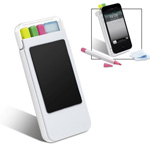 Handyst�nder mit Textmarkerset DULUTH, wei� - Werbeartikel