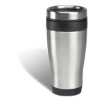 Becher GABARONE, schwarz-silber - Werbeartikel
