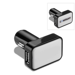USB Autoladeadapter KOSTROMA, schwarz-wei� - Werbeartikel