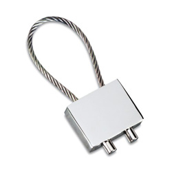 Schl�sselanh�nger CABLE SHINY, silber - Werbeartikel