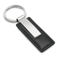 Schl�sselanh�nger PERRIS RECTANGULAR, silber-schwarz - Werbeartikel