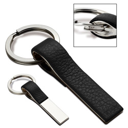 Schl�sselanh�nger FAIRHOPE, schwarz-silber - Werbeartikel