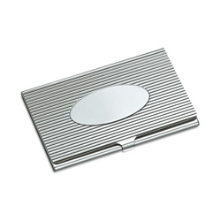 Visitenkartenbox OVAL, silber - Werbeartikel