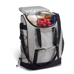 K�hltasche MOSSORO, hellgrau-schwarz - Werbeartikel