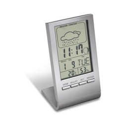 Wecker mit Thermometer DRANFIELD, matt-silber - Werbeartikel