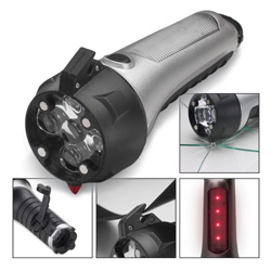 Taschenlampe mit Notfallwerkzeug STOCKTON, matt-schwarz-silber - Werbeartikel