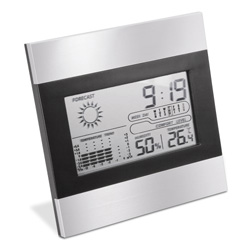 Wetterstation BENTONVILLE, schwarz-silber - Werbeartikel