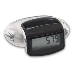 Solarpedometer FLOREFFE, schwarz-wei� - Werbeartikel