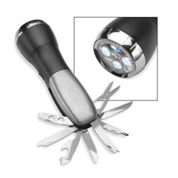 LED Lampe mit Werkzeug OSINNIKI, schwarz-silber - Werbeartikel