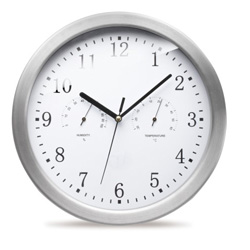 Wanduhr mit Wetterfunktion CLARKSBURG, silber - Werbeartikel