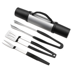 Grillset VALBOM, schwarz-silber - Werbeartikel