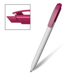 Kugelschreiber CLIC CLAC BAKERSFIELD, wei�-magenta - Werbeartikel