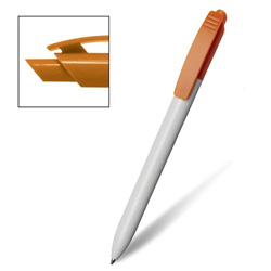 Kugelschreiber CLIC CLAC BAKERSFIELD, wei�-orange - Werbeartikel