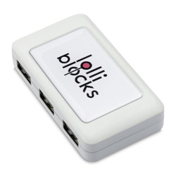 USB-Hub mit 4 Anschl�ssen USB HUB, wei� - Werbeartikel
