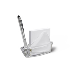 Notizblockhalter mit Notizzetteln FRESNO, transparent - Werbeartikel