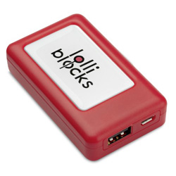 Ladeger�t LOLLIBLOCKS TRAVEL BATTERY, rot - Werbeartikel