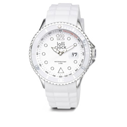 Armbanduhr LOLLICLOCK CHROME DATE, wei� - Werbeartikel
