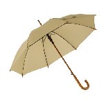 Automatik-Holzstockschirm BOOGIE, beige - Werbeartikel