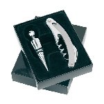 Weinflaschen�ffner-Set DUET, silber-schwarz - Werbeartikel