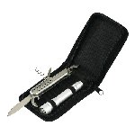 Messer- und Taschenlampen-Set GLOW, silber - Werbeartikel