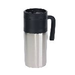 Isolierbecher GRAB AND GO, silber-schwarz - Werbeartikel