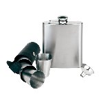 Flachmann-Set GENTLEMAN, schwarz-silber - Werbeartikel