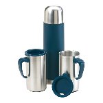 Isolierkannen-Set OUTDOOR, silber-blau - Werbeartikel
