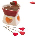 Herz-Schokoladenfondue-Set SWEET HEART, rot-wei� - Werbeartikel