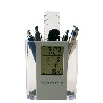 LCD-Wecker BUTLER, transparent-silber - Werbeartikel
