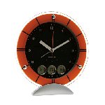 Tischuhr METEORA, silber-orange - Werbeartikel