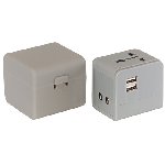 Reiseadapter TRAVEL MATE, grau - Werbeartikel