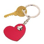 Schl�sselanh�nger HEART-IN-HEART, rot-silber - Werbeartikel