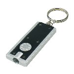 Superflacher LED-Schl�sselanh�nger LOOK, schwarz-silber - Werbeartikel