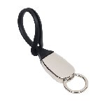 Schl�sselanh�nger SOFTIE, schwarz-silber - Werbeartikel