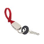 Schl�sselanh�nger SOFTIE, rot-silber - Werbeartikel