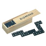 Klassisches Spiel DOMINO, holz-schwarz - Werbeartikel
