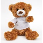 Pl�sch-Teddy ALEX, braun-wei� - Werbeartikel