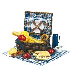 Picknickkorb CENTRAL PARK, blau-wei� - Werbeartikel