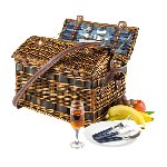 Weiden-Picknickkorb SUMMERTIME, blau - Werbeartikel
