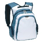 Modischer Rucksack SKY, blau-wei� - Werbeartikel