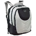 Rucksack DELUXE, silber-schwarz - Werbeartikel