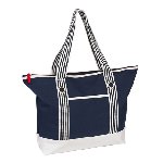 Strandtasche MARLENE, beige-marineblau - Werbeartikel