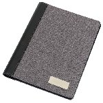 Schreibmappe LINEN, grau-schwarz - Werbeartikel