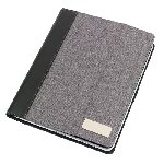 Tablet-Portfolio LINEN, grau-schwarz - Werbeartikel